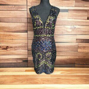 Jovani 04808 Plunging Back Sequin Dress Size 6 Prom ~Cocktail ~ Wedding